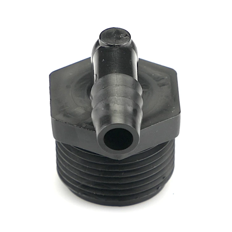 3/4" NPT x 3/8" Hose ID Black HDPE Elbow