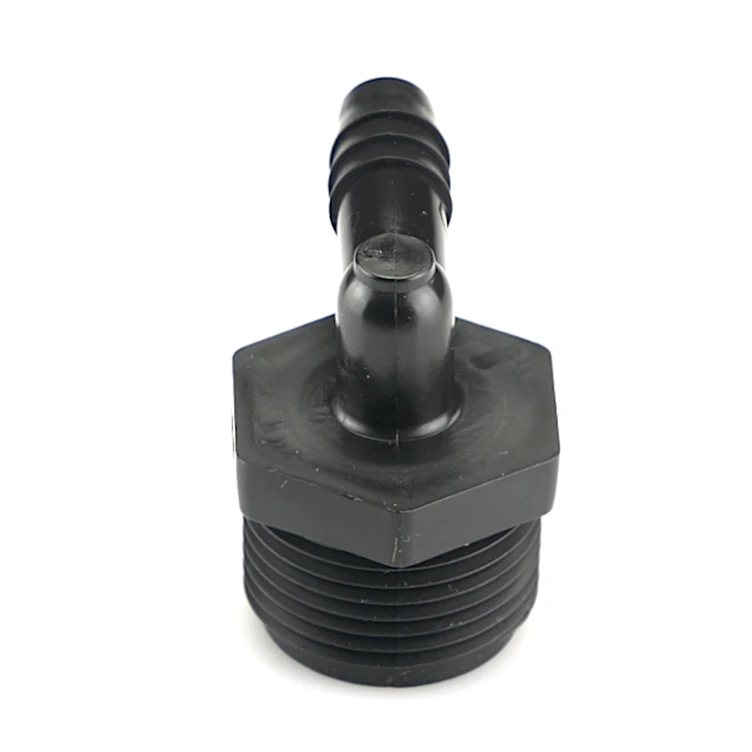 3/4" NPT x 3/8" Hose ID Black HDPE Elbow