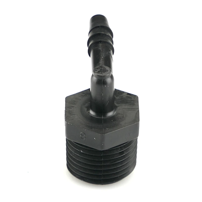 1/2" NPT x 1/4" Hose ID Black HDPE Elbow