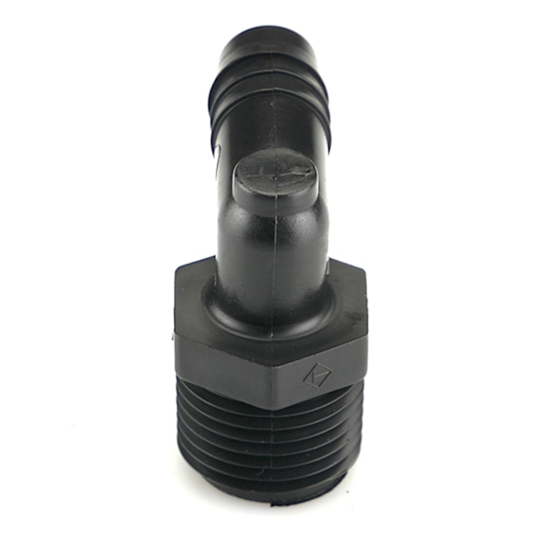 1/2" NPT x 3/4" Hose ID Black HDPE Elbow