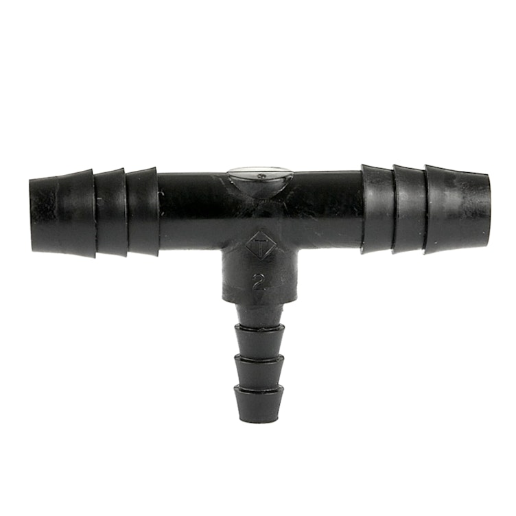 3/16" x 3/8" x 3/8" Hose ID Black HDPE Tee