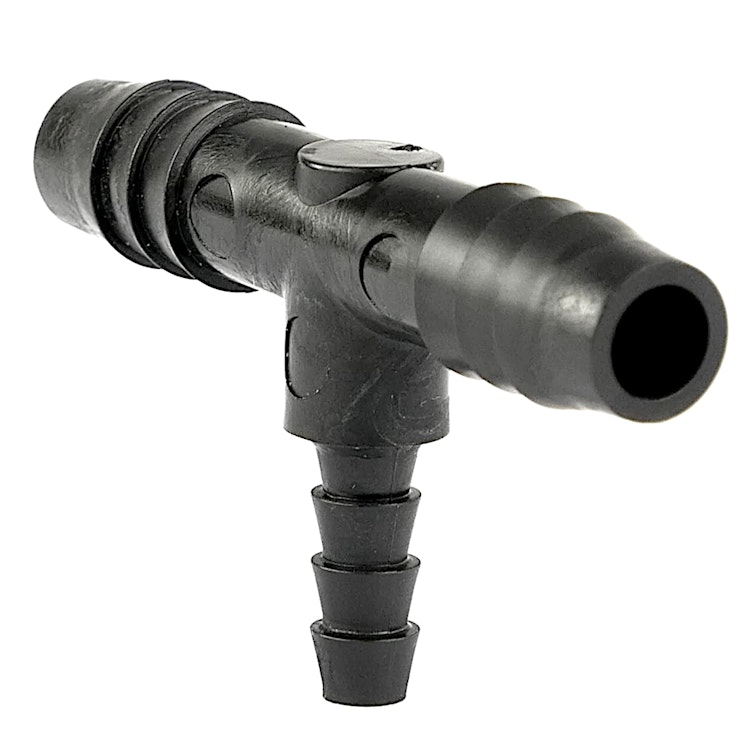 3/16" x 3/8" x 3/8" Hose ID Black HDPE Tee