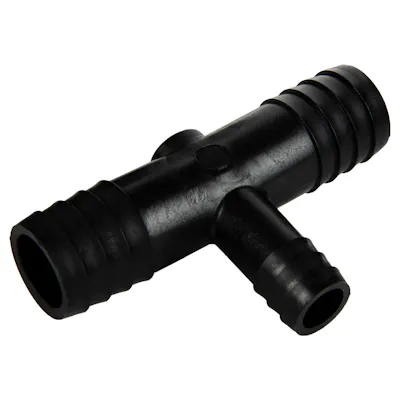 1/2" x 3/4" x 3/4" Hose ID Black HDPE Tee
