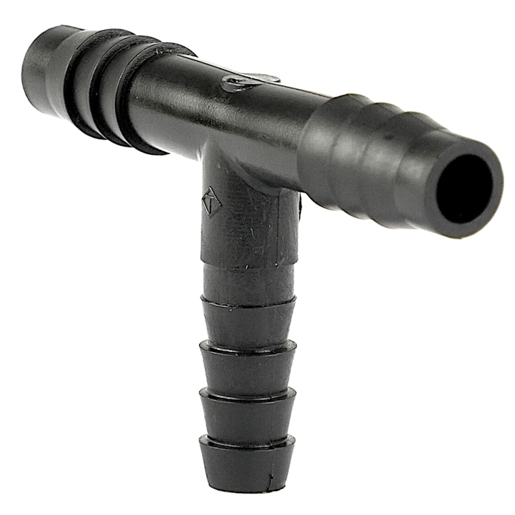 1/4" x 5/16" x 5/16" Hose ID Black HDPE Tee