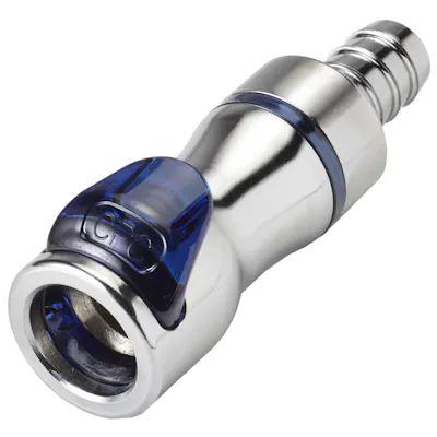 3/8" Hose Barb LQ4 Chrome-Plated Brass Valved Body - Blue (Insert Sold Separately)
