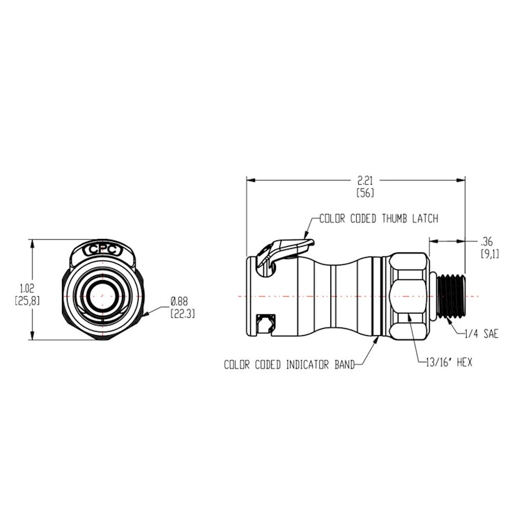 1/4 SAE-04 LQ4 Chrome-Plated Brass Valved Body - Red (Insert Sold Separately)
