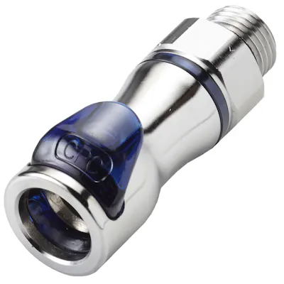 3/8 SAE-06 LQ4 Chrome-Plated Brass Valved Body - Blue (Insert Sold Separately)