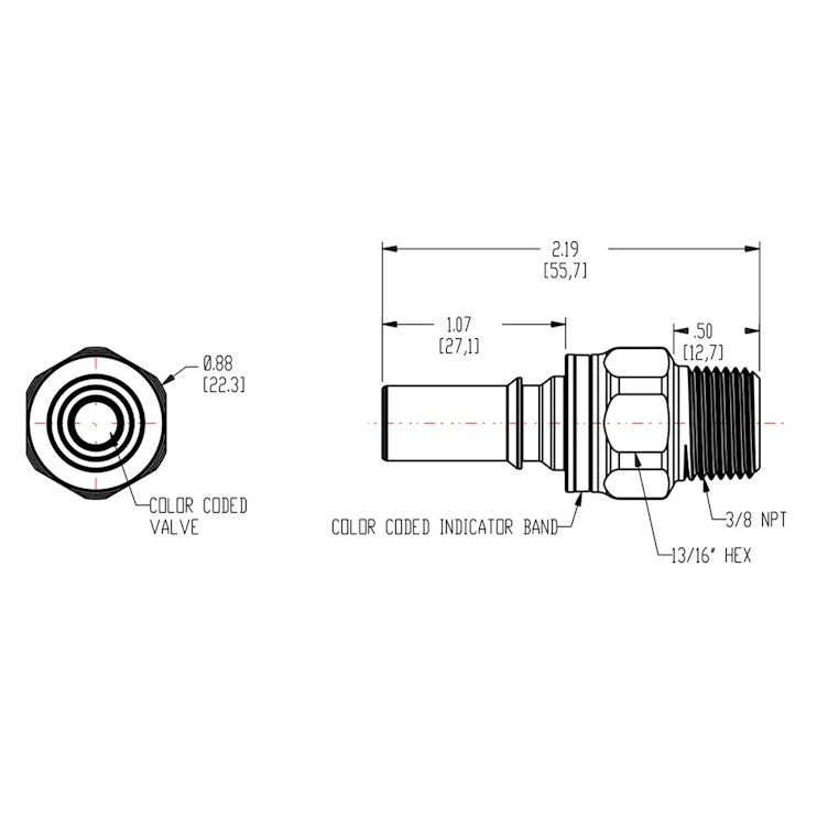 3/8" NPT LQ4 Chrome-Plated Brass Valved Insert - Blue (Body Sold Separately)