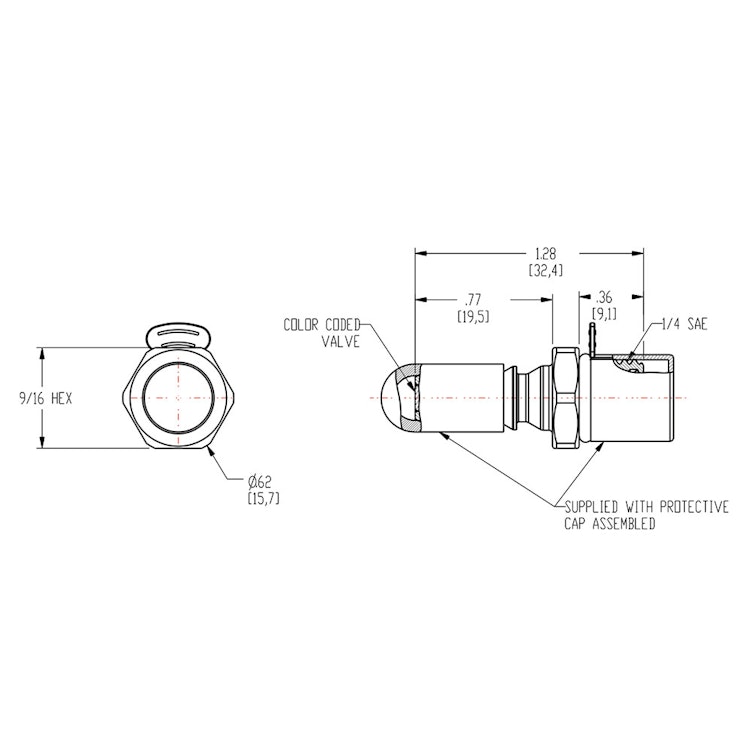 1/4 SAE-04 LQ2 Chrome-Plated Brass Valved Insert - Blue (Body Sold Separately)