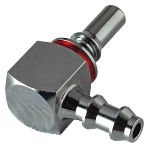 1/4" Hose Barb LQ2 Chrome-Plated Brass Locking Elbow Valved Insert - Red (Body Sold Separately)
