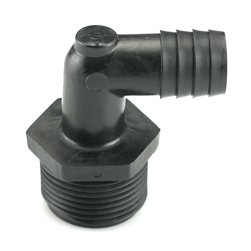1" NPT x 3/4" Hose ID Black HDPE Elbow