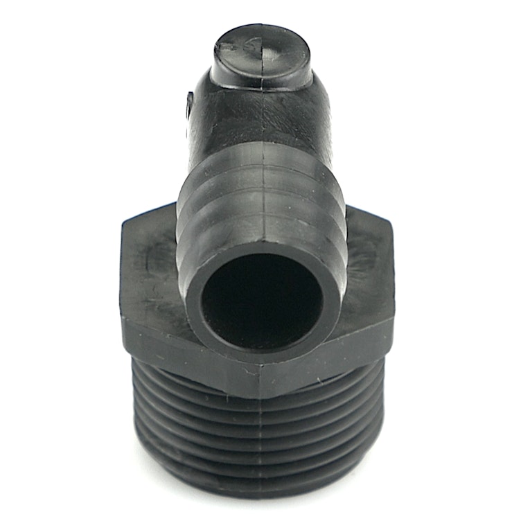 1" NPT x 3/4" Hose ID Black HDPE Elbow