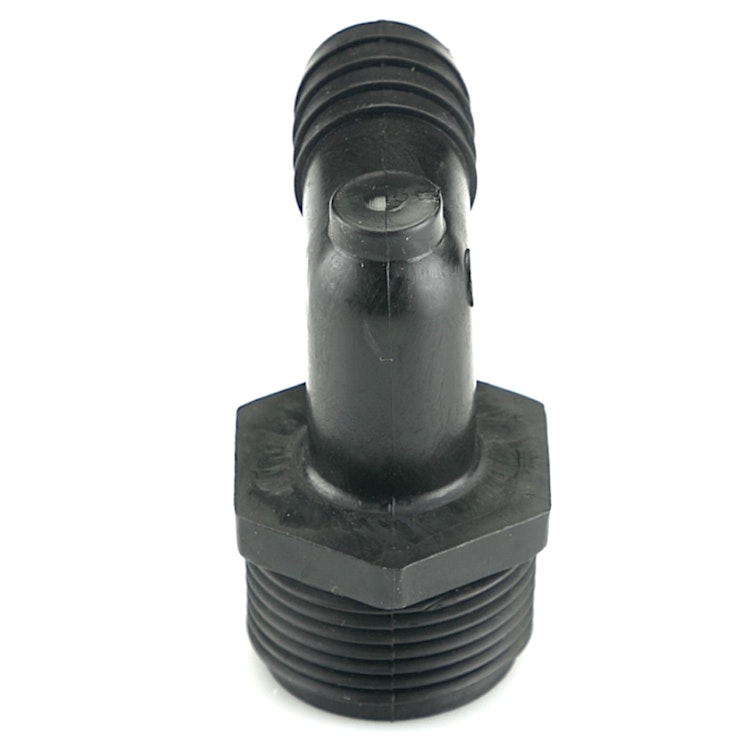 1" NPT x 3/4" Hose ID Black HDPE Elbow