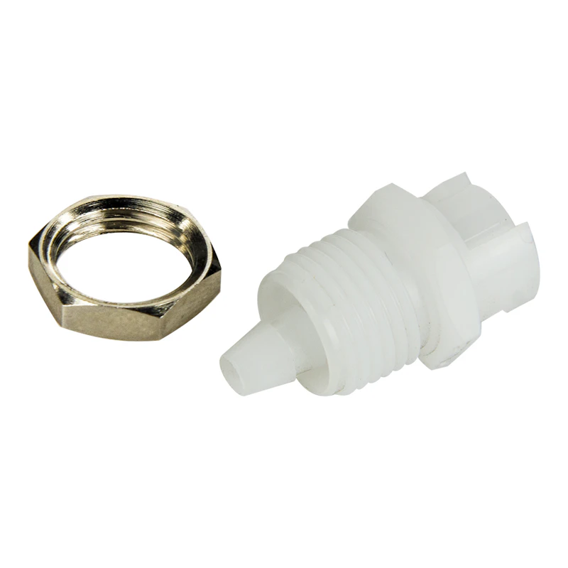 1/8" Hose Barb SMC Series Subminiature Acetal Panel Mount Coupling Body - Shutoff (Insert Sold Separately)