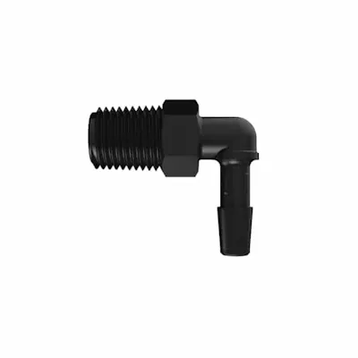 1/4" Tube ID x 1/4" NPT Black Nylon Elbow