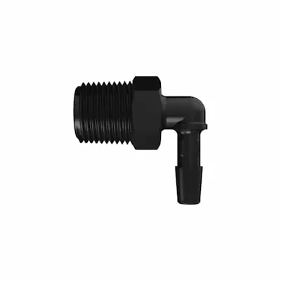 1/4" Tube ID x 3/8" NPT Black Nylon Elbow