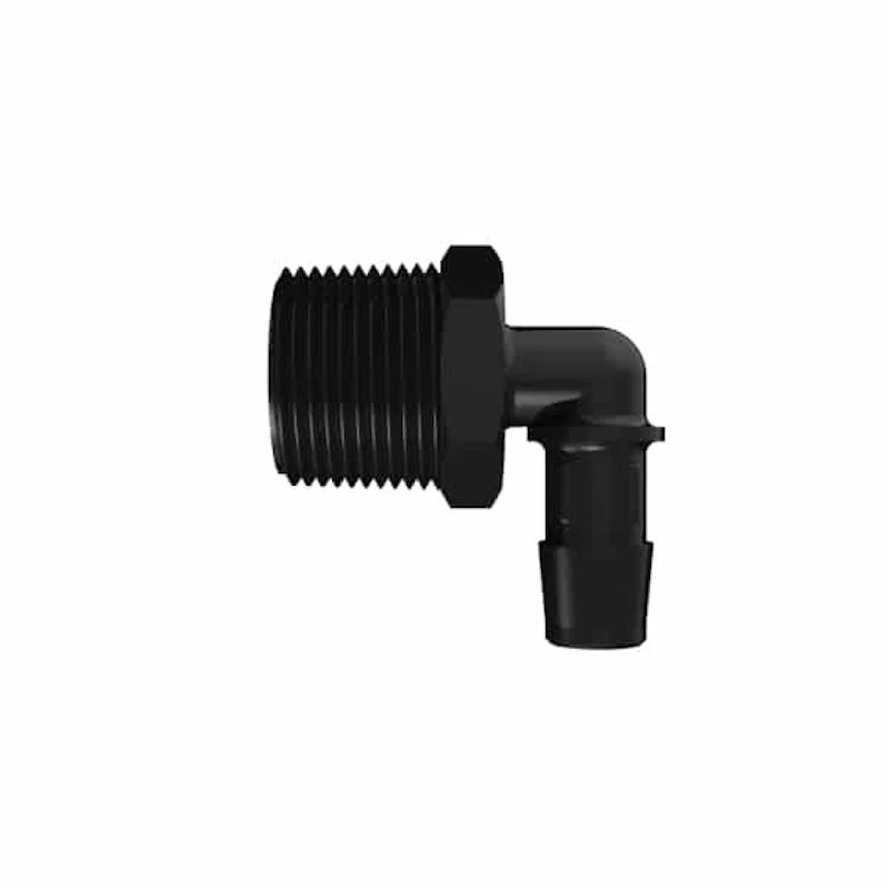 1/2" Tube ID x 3/4" NPT Black Nylon Elbow
