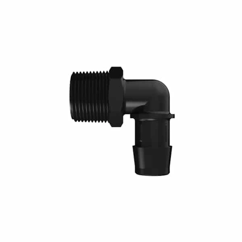 3/4" Tube ID x 3/4" NPT Black Nylon Elbow
