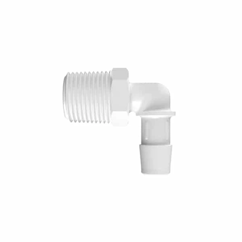 1/2" Tube ID x 1/2" NPT Natural Polypropylene Elbow