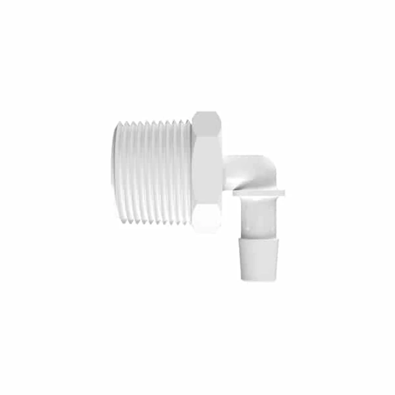 3/8" Tube ID x 3/4" NPT Natural Polypropylene Elbow