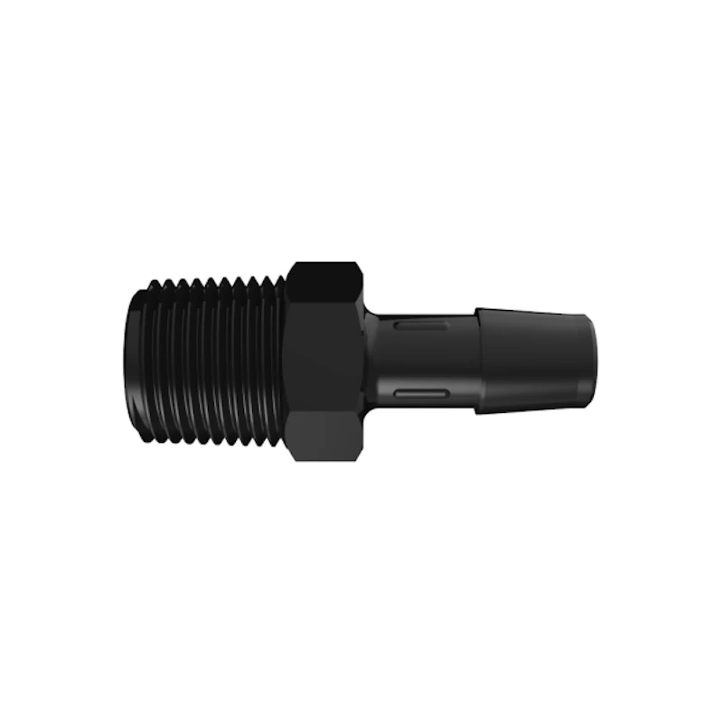 3/8" Tube ID x 3/8" NPT Black Nylon Threaded Adapter
