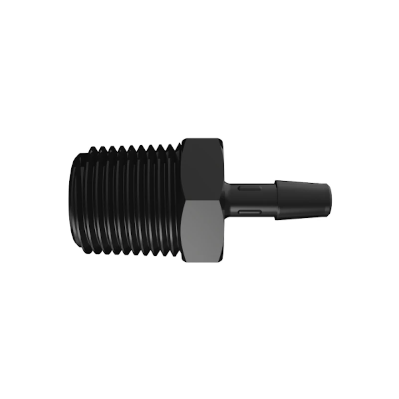 1/4" Tube ID x 1/2" NPT Black Nylon Threaded Adapter