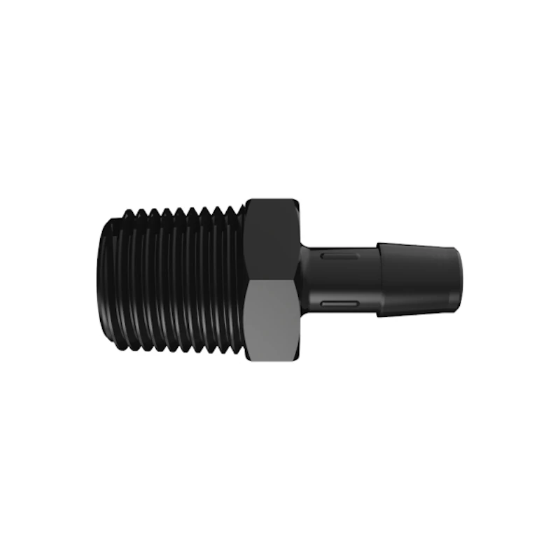 3/8" Tube ID x 1/2" NPT Black Nylon Threaded Adapter