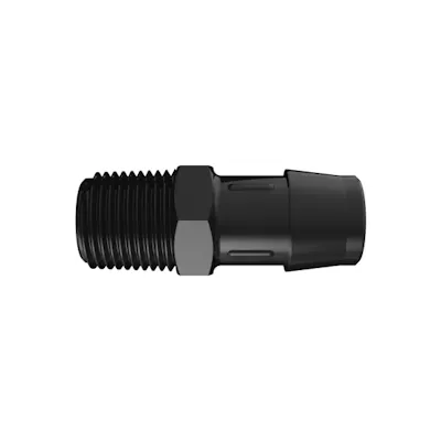 3/4" Tube ID x 1/2" NPT Black Nylon Threaded Adapter