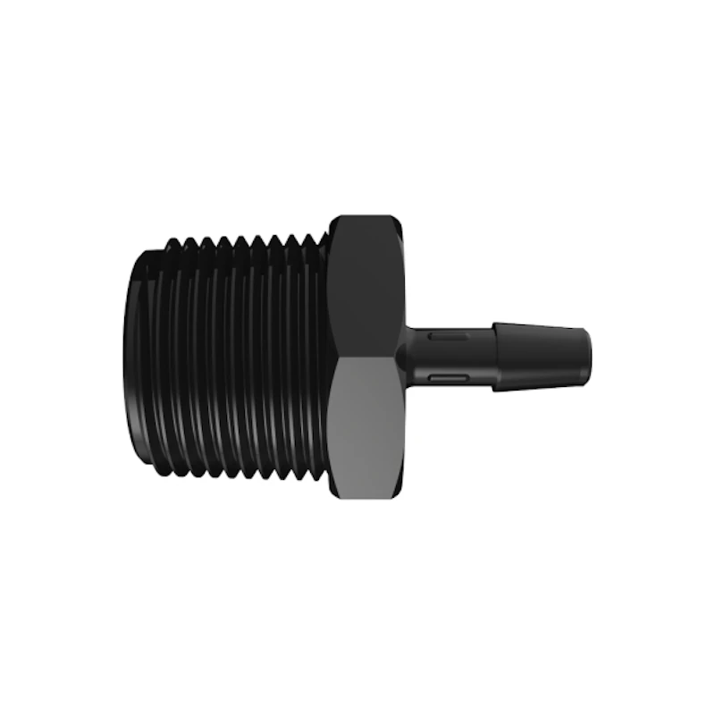 1/4" Tube ID x 3/4" NPT Black Nylon Threaded Adapter