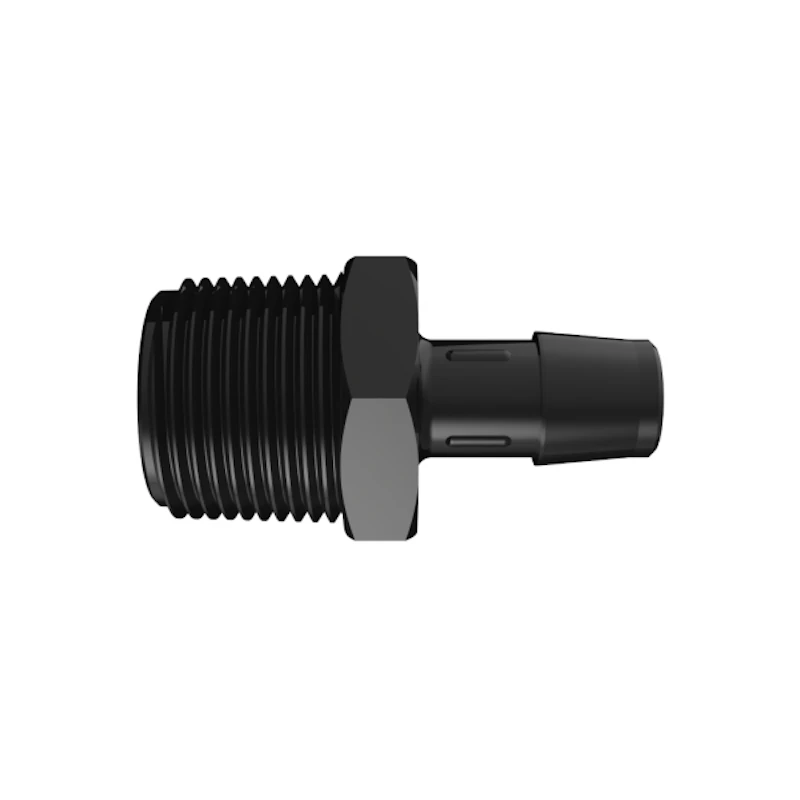 1/2" Tube ID x 3/4" NPT Black Nylon Threaded Adapter