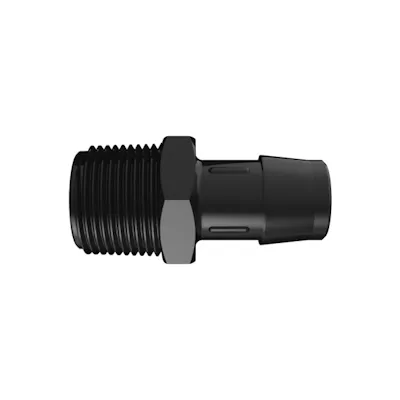 3/4" Tube ID x 3/4" NPT Black Nylon Threaded Adapter