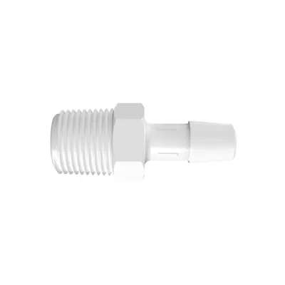 3/8" Tube ID x 3/8" NPT Natural Polypropylene Threaded Adapter