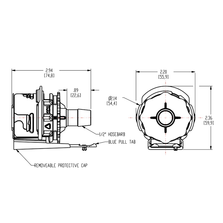 1/2" Hose Barb AseptiQuik® Coupling Body (Insert Sold Separately)