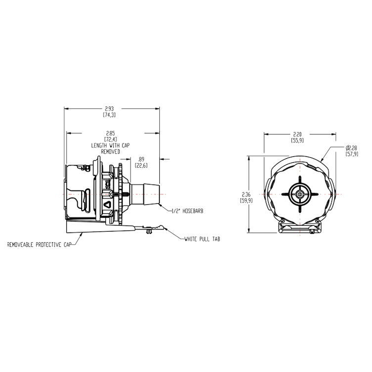 1/2" Hose Barb AseptiQuik® High Temperature Coupling Body (Insert Sold Separately)