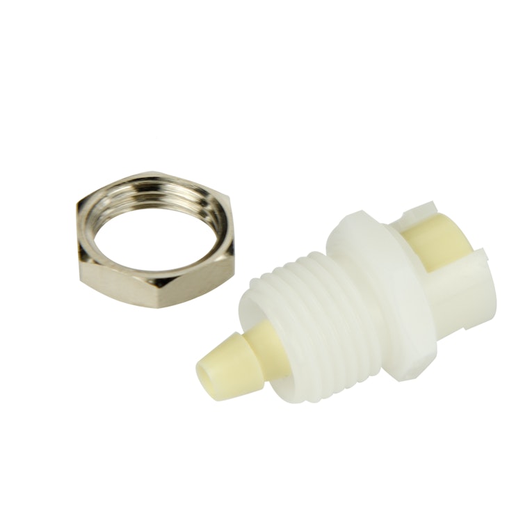 1/8" Hose Barb SMC Series Subminiature Polypropylene Panel Mount Coupling Body - Straight Thru (Insert Sold Separately)