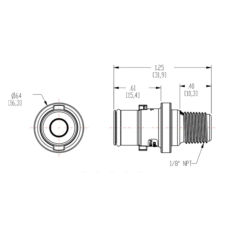 1/8" MNPT NS212 Series Non-Spill Polypropylene Valved Coupling Insert (Body Sold Separately)