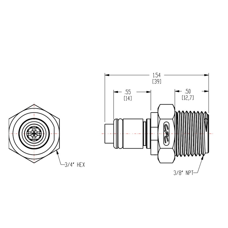3/8" MNPT PLC Series Acetal Insert - Shutoff (Body Sold Separately)