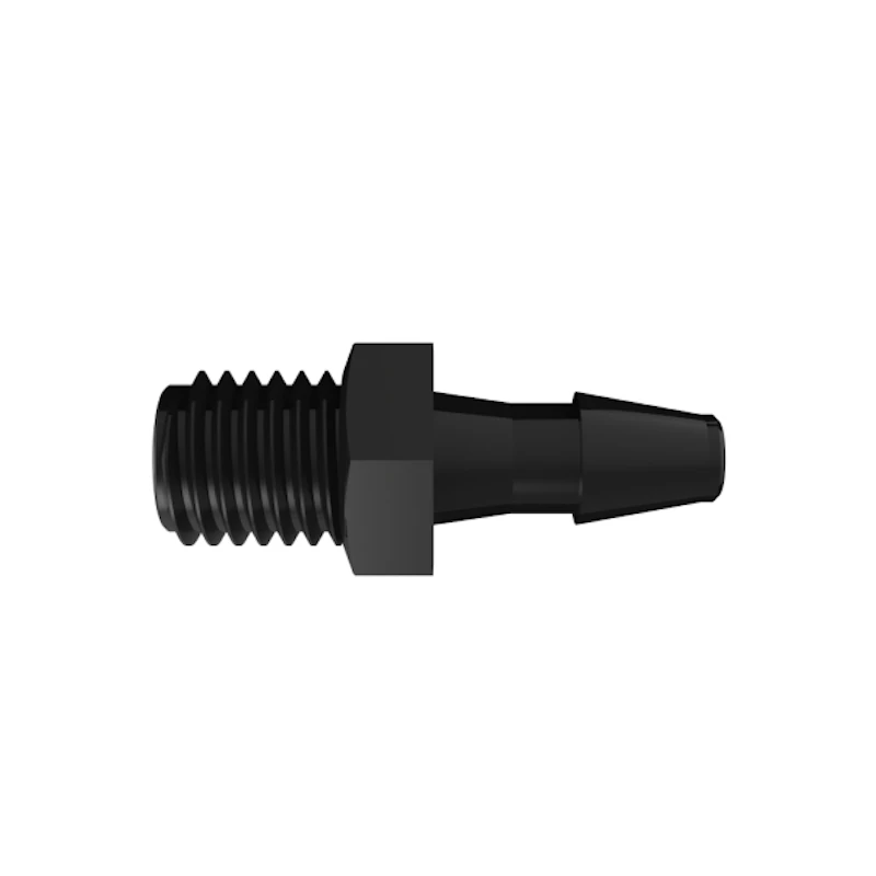 1/8" Tube ID x 1/4-28 UNF Thread Black Nylon Threaded Adapter