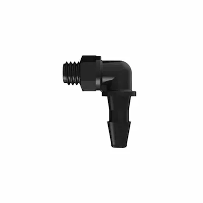 1/8" Tube ID x 10-32 UNF Thread Black Nylon Elbow