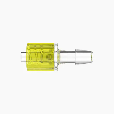 3/16" Hose Barb Male Rotating Lock & Nut Assemblies - Yellow