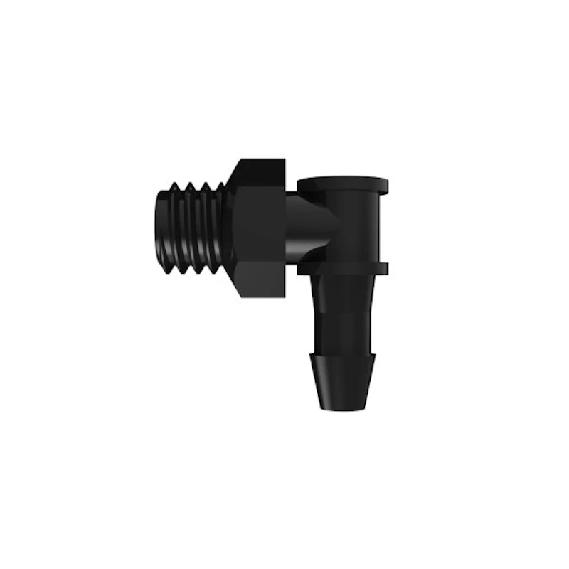 3/32" Tube ID x 10-32 UNF Thread Black Nylon Elbow