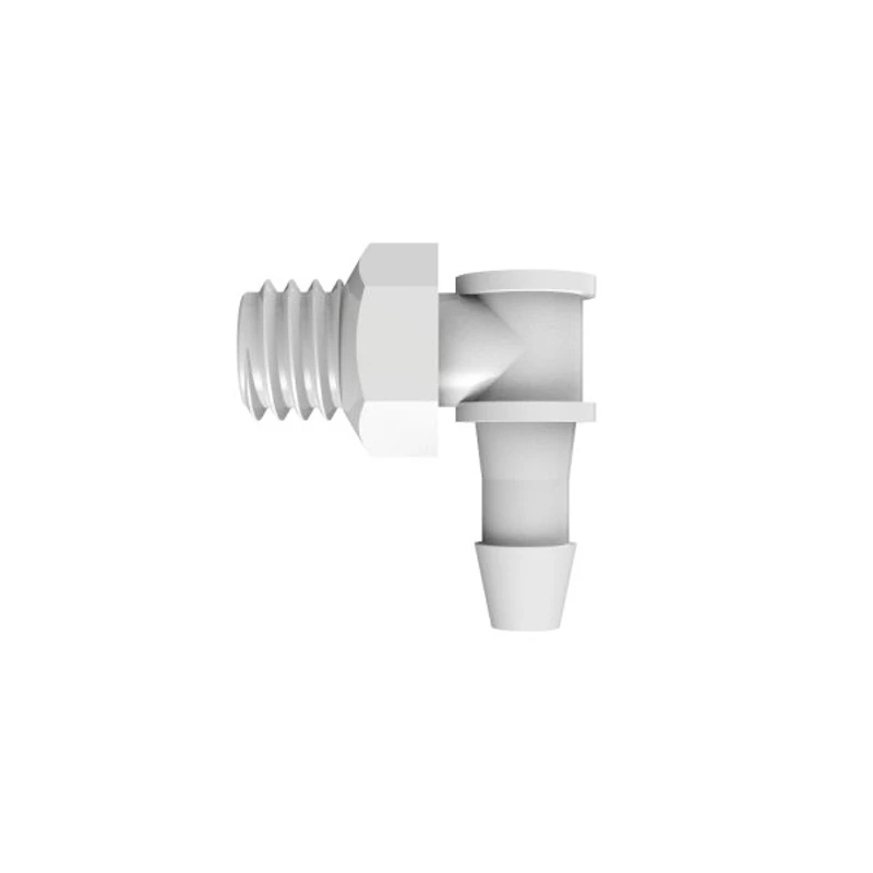 3/32" Tube ID x 10-32 UNF Thread Natural Polypropylene Elbow