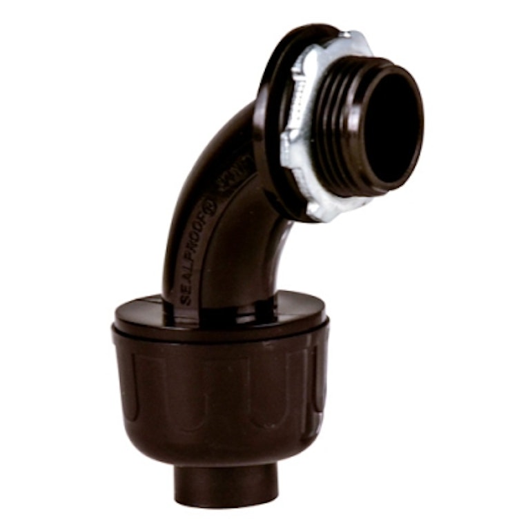 1-1/4" Sealproof® Black 90° Elbow Conduit Connector