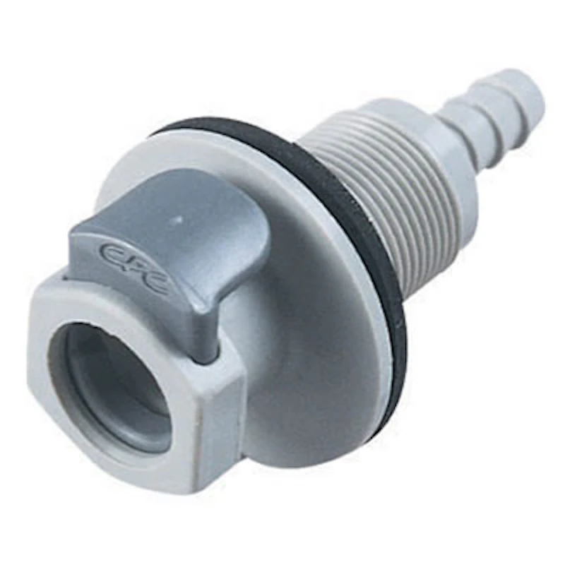 1/4" In-Line Hose Barb EFC Series Bulkhead Panel Mount Body - Shutoff (Insert Sold Separately)