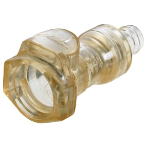 3/8" In-Line Hose Barb HFC 39 Series Polysulfone Coupling Body - Shutoff (Insert Sold Separately)