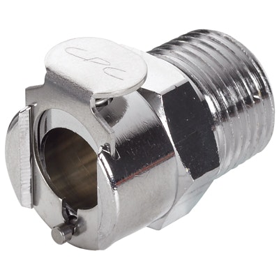 3/8" MNPT In-Line LC Series Chrome Plated Brass Coupling Body - Straight Thru (Insert Sold Separately)