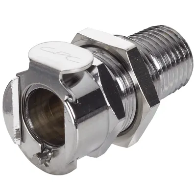 1/4" MNPT LC Series Chrome-Plated Brass Panel Mount Coupling Body - Shutoff (Insert Sold Separately)