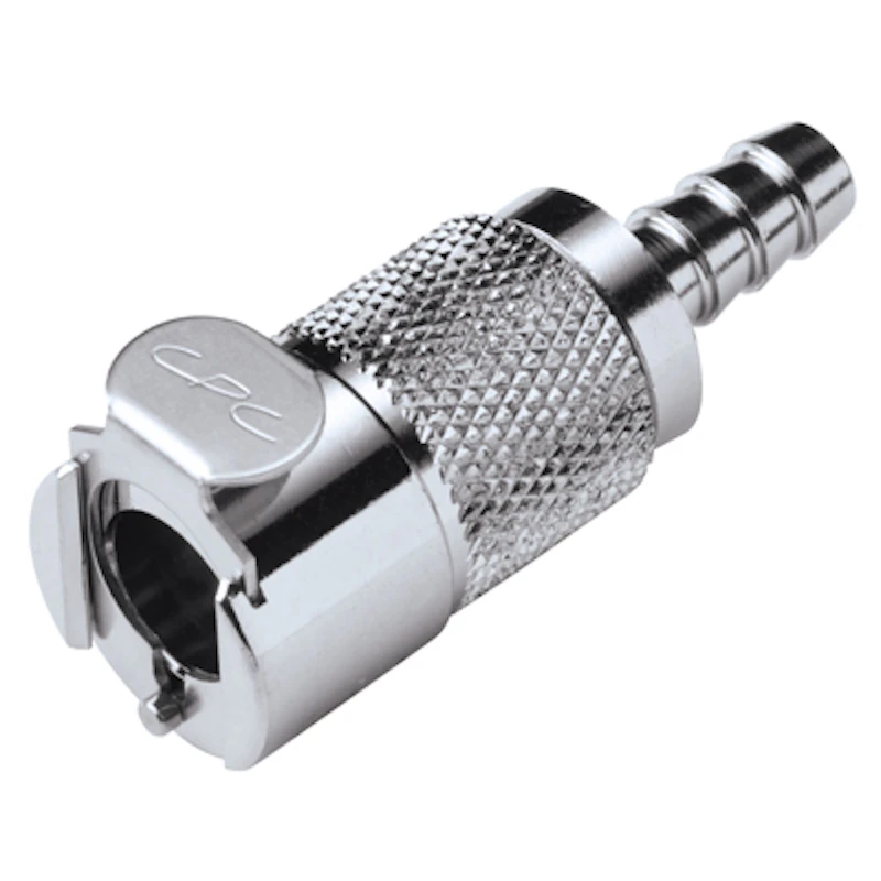 1/4" In-Line Hose Barb LC Series Chrome-Plated Brass Coupling Body - Shutoff (Insert Sold Separately)