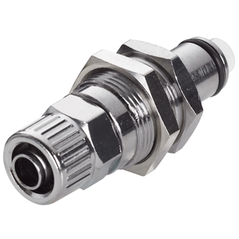 3/8" In-Line Ferruleless PTF LC Series Chrome-Plated Brass Panel Mount Coupling Insert - Shutoff (Body Sold Separately)