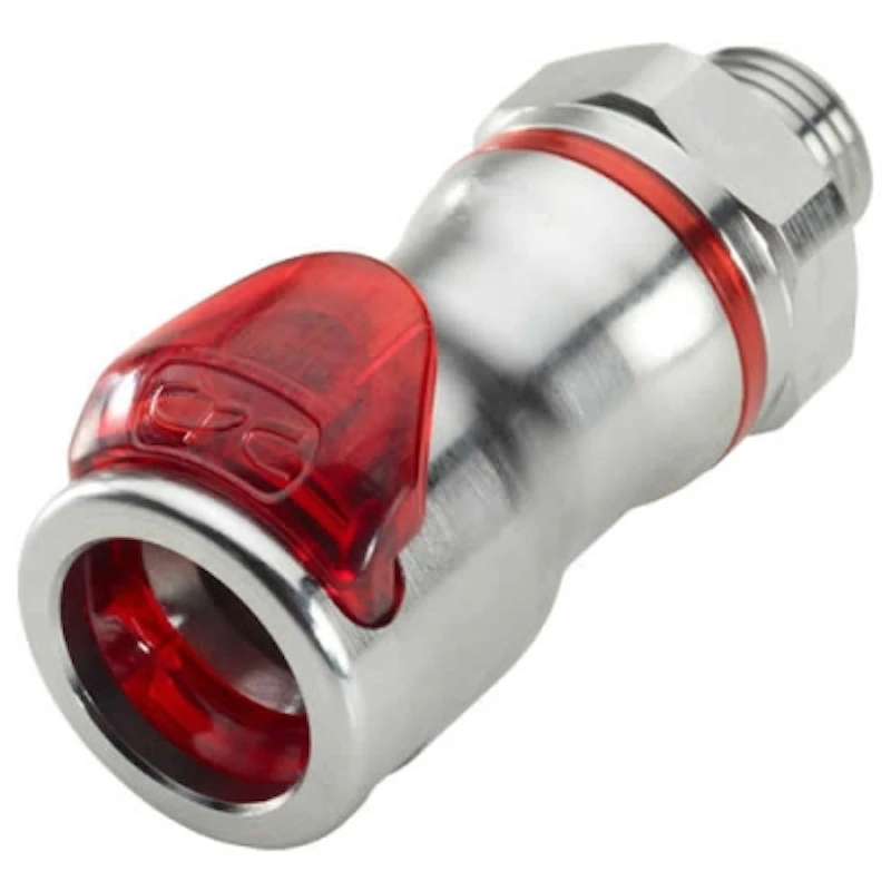 1/2 SAE-06 LQ6 Chrome-Plated Brass Valved Body - Red (Insert Sold Separately)